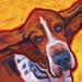 flying basset hound painting