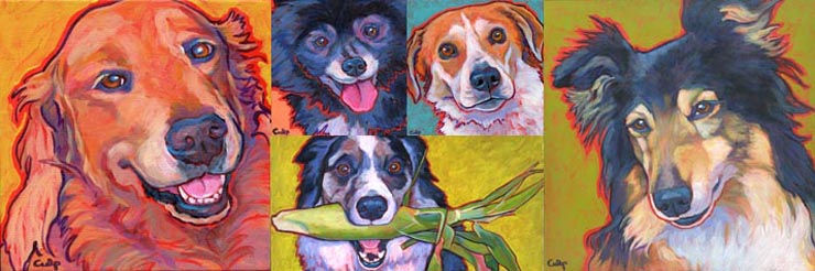 5 custom dog paintings